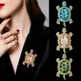 thumbnail image 2 of Lilixerw Clearance Cute Turtle Brooch Pin,Crystal Rhinestones Green Marine Animals,Lovely Sea Animal Lapel Pins,for Hat Bag Gold Tone Great Gift, 2 of 3