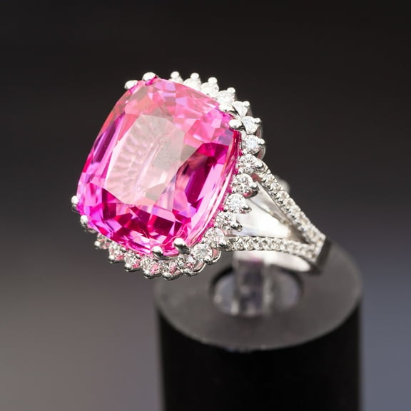 Pink sapphire ring for women, Statement sapphire ring, Cocktail ring, Large Vintage Sapphire ring for her