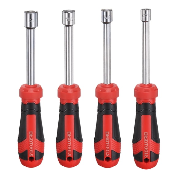 Uxcell 4Pcs SAE Nut Driver 11/32"-1/2" Bit Driver Socket Screwdriver Non-slip Handle