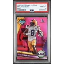 Graded 2023 Topps Bowman U Chrome Malik Nabers #74 Pink Rookie RC Football Card PSA 10 Gem Mint