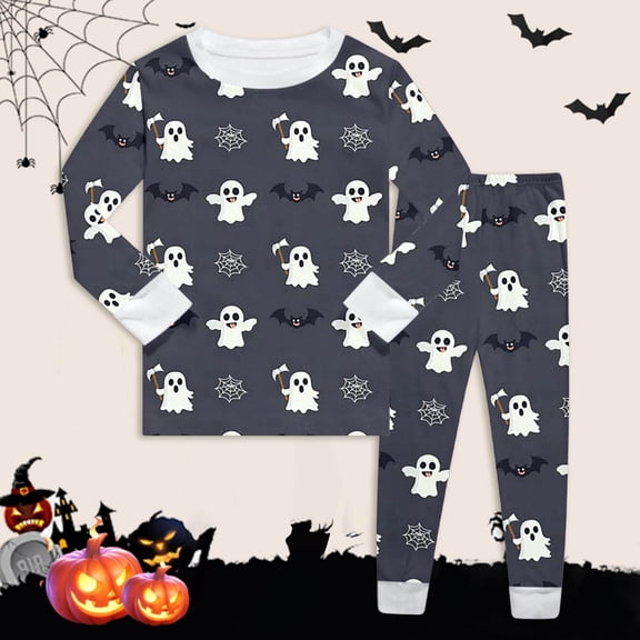 Boys Outfits Halloween Full Graphic Print Long Sleeve Crewneck Sweatshirt Pants Loungewear 2 Piece Sets Size 2-3Y