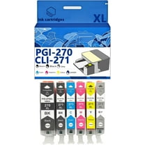 PGI-270XL CLI-271XL PGI 270 CLI 271 Ink Cartridges Compatible for Canon MG5720 5721 5722 6820 6821 6822 TS6020 Inkjet Printers, Leak-Proof Design Crisp Printing