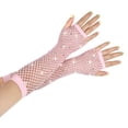 thumbnail image 3 of Women 80s Fishnet Gloves Long Fingerless Mesh Gloves Retro Accessory Party Fashion Style, 3 of 3