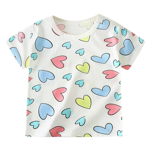 ZHUASHUM Kid Tops For Boys Girls Short Sleeve Round Neck Fashion Cartoon Car Print Toddler Shirt Strawberry Love Shirt Tops Outwear Adorable Clothes White 6-12 Months
