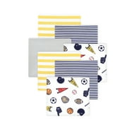 Little Treasure Hudson Baby Boys Cotton Poly Flannel Receiving Blankets 7-Pack, Blue Sports Fan, 30x30 inches