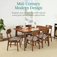 thumbnail image 2 of Best Choice Products 7-Piece Mid-Century Modern Upholstered Dining Set, Wooden Table w/ 6 Chairs - Walnut/Gray, 2 of 8