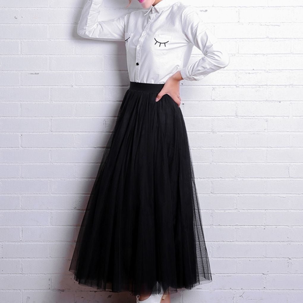 maskred Jupe Plissée pour Organza Mesh Élastique Taille Haute