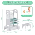 thumbnail image 5 of Yoneston Toddler Tower with Stool, Sky Pattern Designed Toddler Kitchen Kids Step Stool Helper with Safety Protection, White, 5 of 8