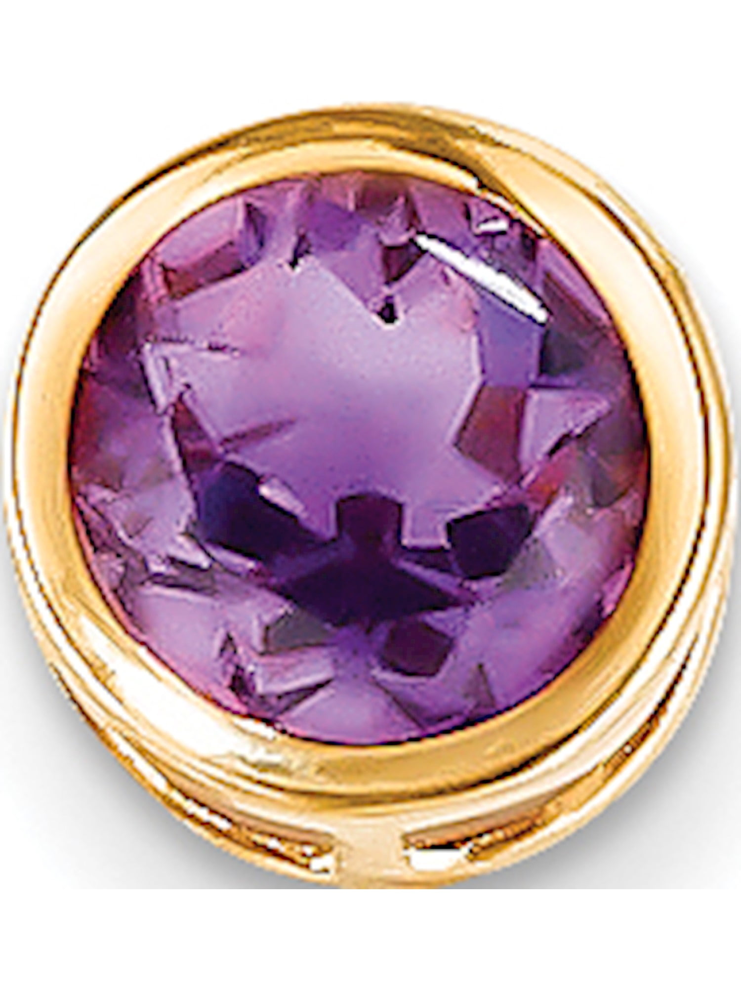 14k Yellow Gold 7mm Purple Amethyst Bezel Pendant Charm Necklace Slide Chain Gemstone Fine Jewelry Gifts For Women For Her