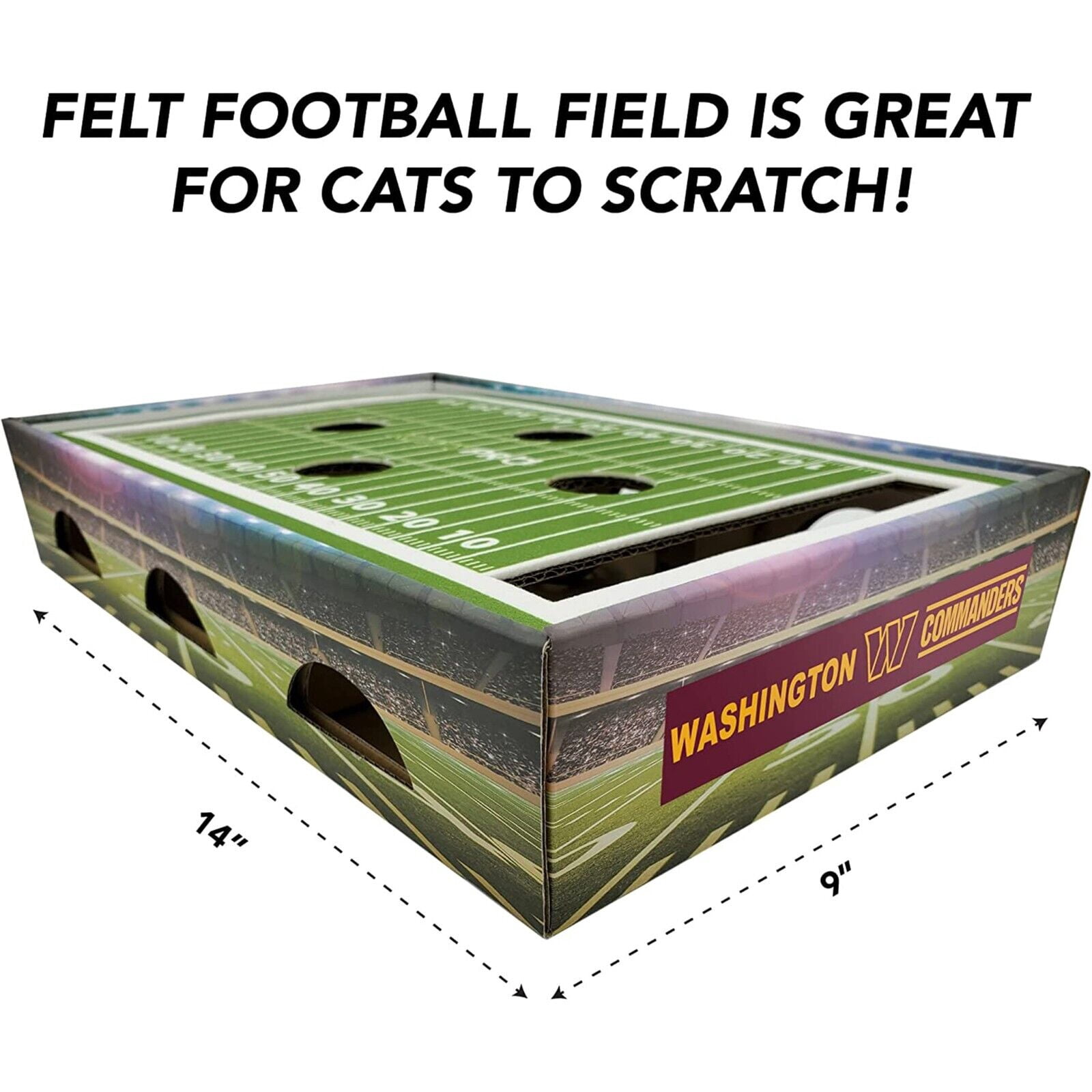 Pets First NFL Washington Commanders Cat Scratcher Box Football Field Designed Cat Scratcher & Lounge