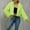 Fluorescent Green, variant on Stichou Womens Faux Fur Jacket Fluffy Fur Coat Cropped Long Sleeve Lapel Fuzzy Winter Outerwear Open Front Warm Jackets White 2XL