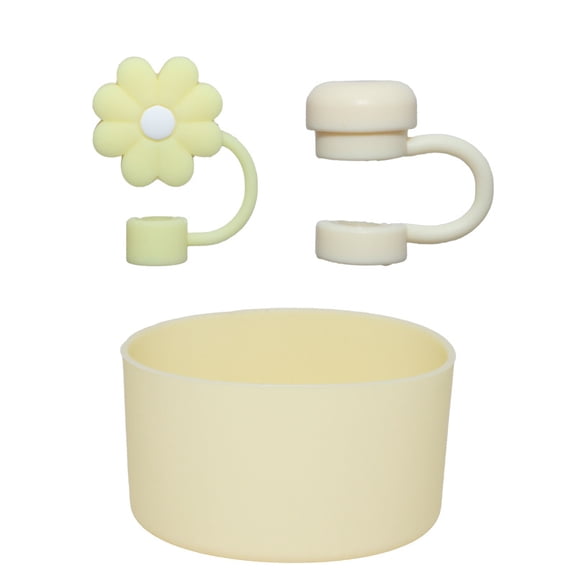 3 Pcs Yellow Accessories for Cup 20-40oz, Includes 2 Straw Covers and 1 Boot, Silicone Straw Cover Caps Topper, Tumbler Not Included