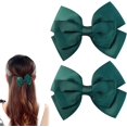 thumbnail image 1 of HSHDLDF 2 x Bouteille Vert Gros-Grain Cheveux Arcs sur Clip - 10 cm, 1 of 7