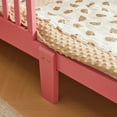 thumbnail image 6 of Zimtown Wood Bed, Wood Bedframe Bedroom Furniture w/Safety Rail Fence (Pink), 6 of 9