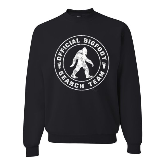 Official Bigfoot Search Team Funny Sasquatch Pop Culture Unisex Crewneck Graphic Sweatshirt, Black, Small