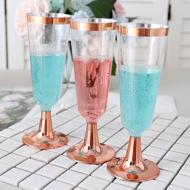 Copa de champán desechable de 150 ml, copa de plástico, copa de vino tinto dorada, copa de helado, oro rosa