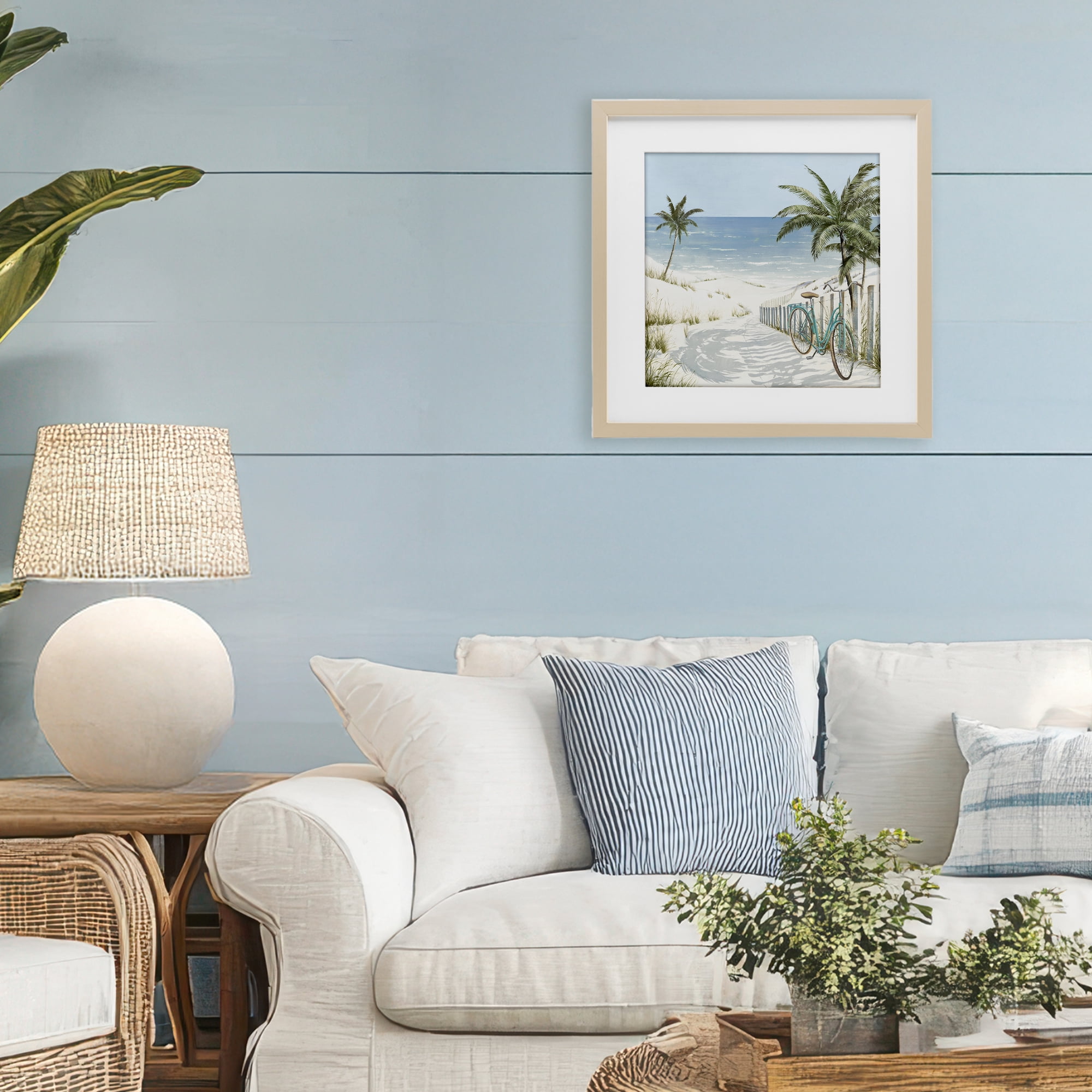 Stupell Industries Beach Bike Coastal Scene Birch Framed Print Under Glass, design by Lorenzo Collective