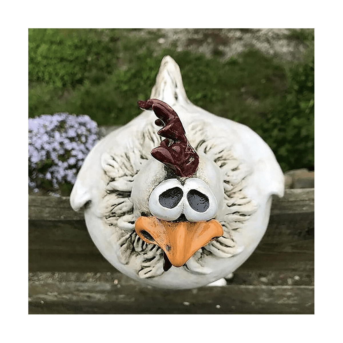 Chicken Sitting on Fence Decor Garden Statues for Fences Rooster Statues Wall Art Yard Art Sculptures Farm Patio
