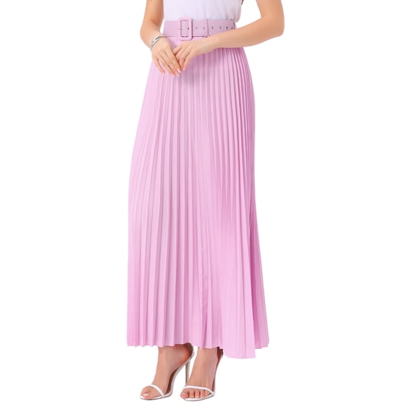 DARING DIVA Women's Elegnat Elastic High Waist Flowy A-Line Maxi Skirt 2XL Rose Pink