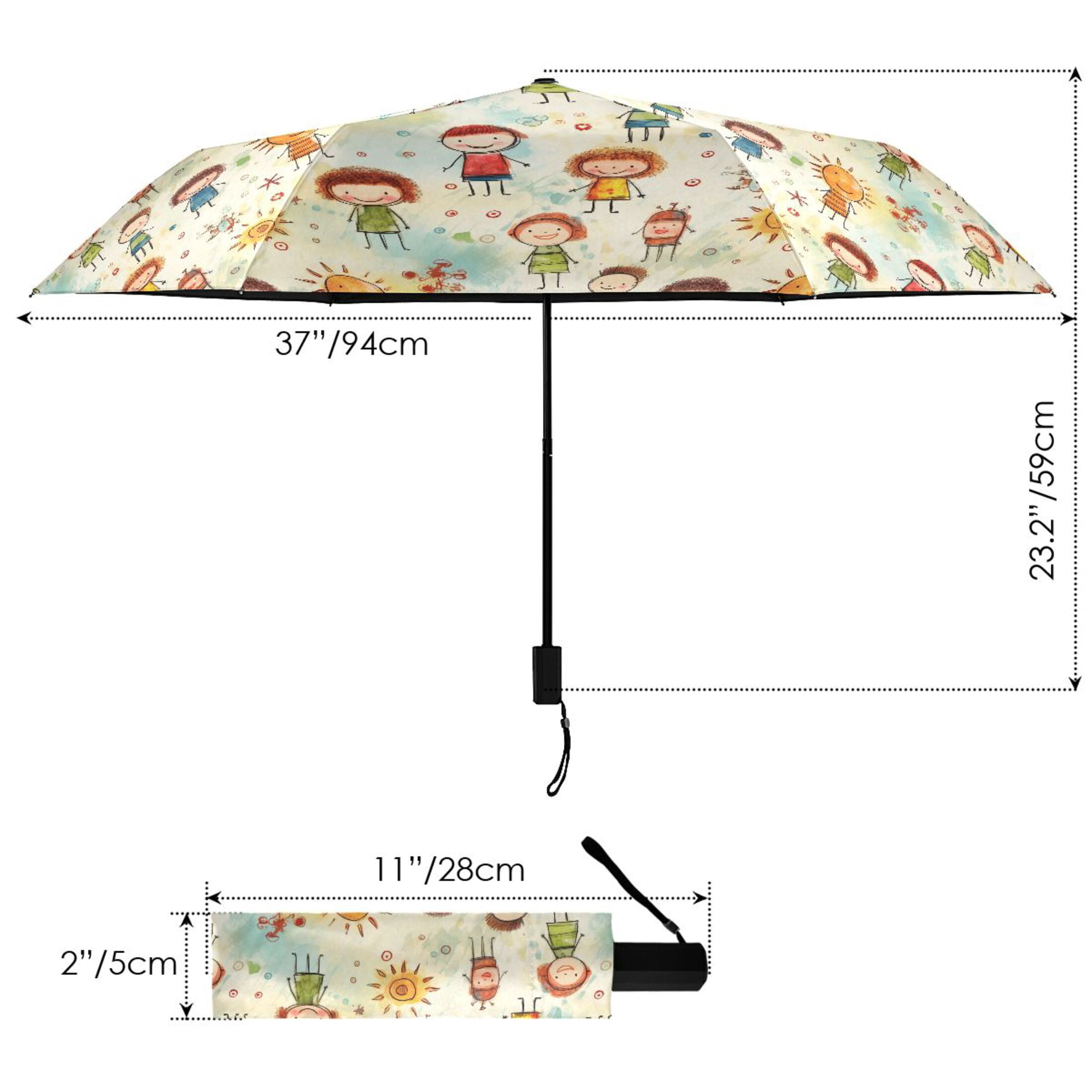 Sun and Kids Compact Sun Umbrella Windproof Travel Umbrellas for Rain Strong Portable UV Protection