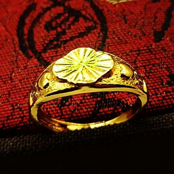 K-KED Vintage 18k Gold Filled Carved Bands Rings Womens Birthday Jewellery Accessories