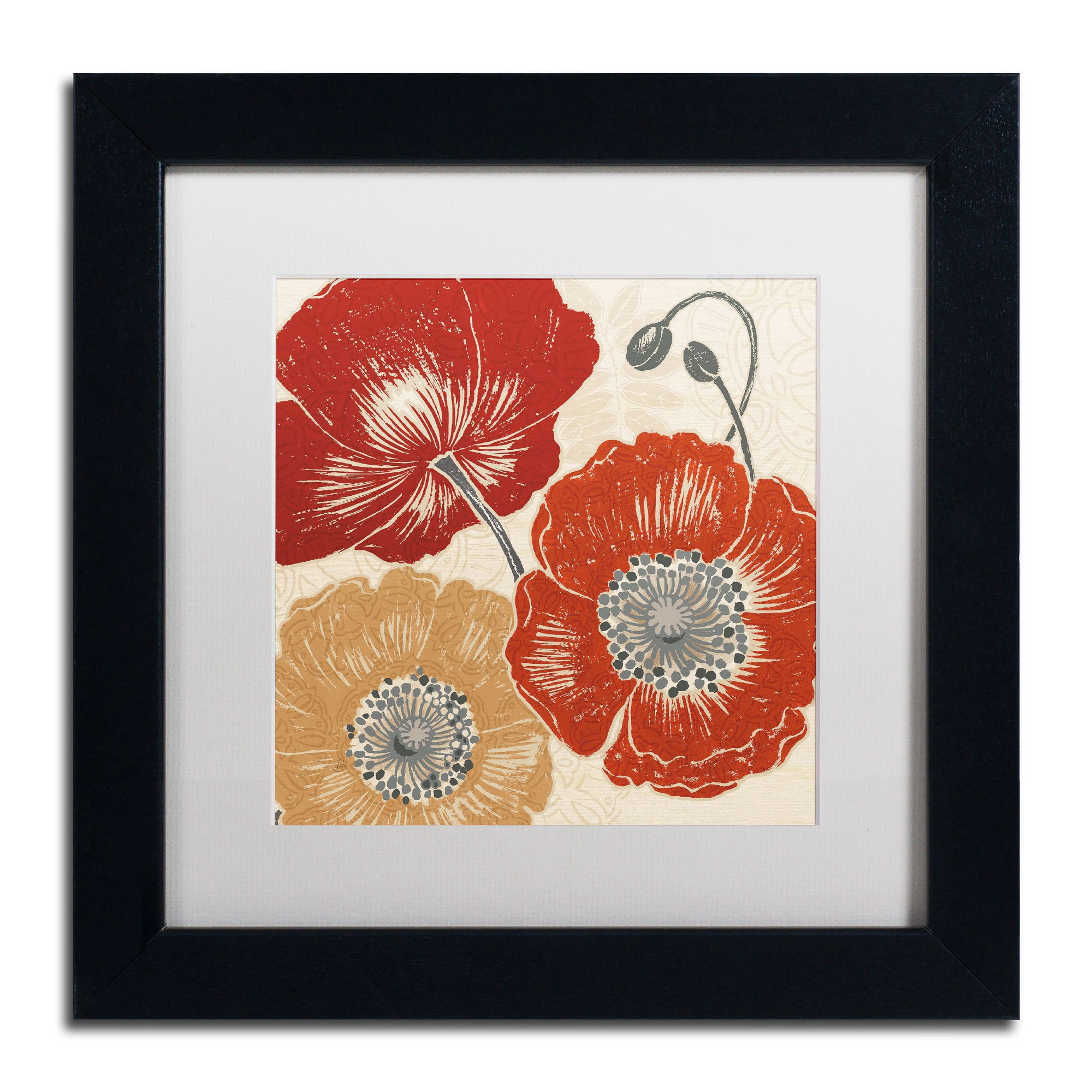 Trademark Fine Art "A Poppy's Touch II" Canvas Art by Daphne Brissonnet, White Matte, Wood Frame