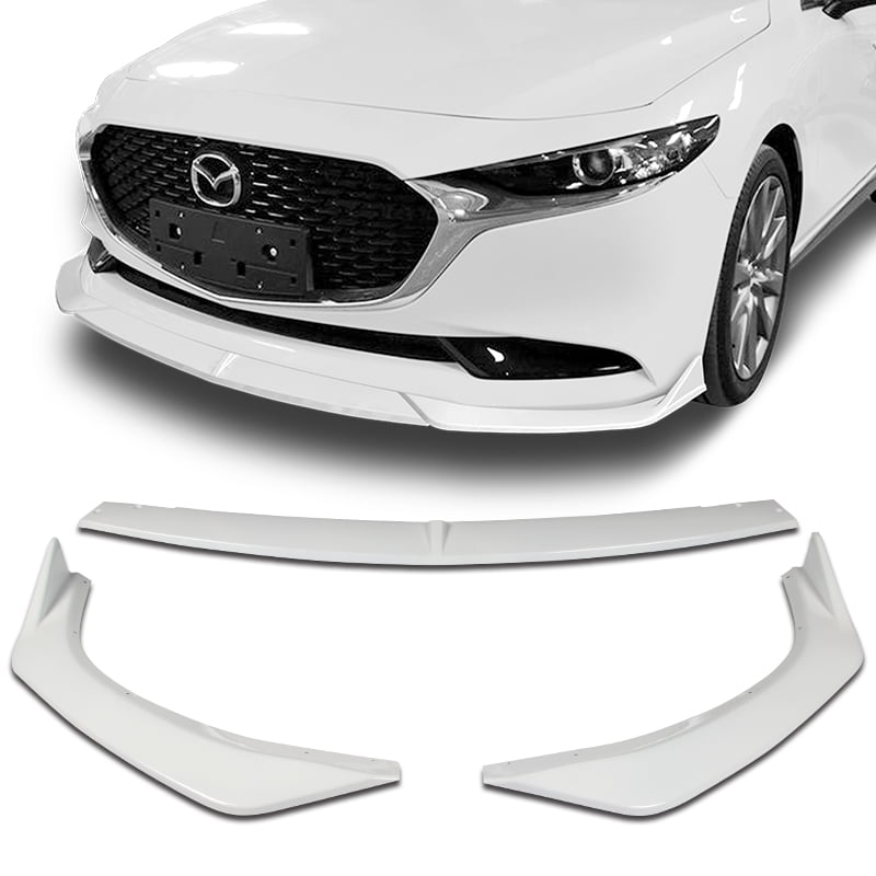 For 20192023 Mazda 3 Mazda3 Painted White Front Bumper Body Kit Spoiler Lip 3PC