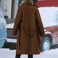 thumbnail image 3 of Women Elegant Wool Coat Lapel Collar Double Mid Long Winter Overcoats With Belted Pockets A Fine Winter Jacket for Women plus Size 3x Long Winter Jackets for Women Cute Winter Coats for Women Winter, 3 of 6