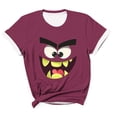 thumbnail image 4 of Tops de Ajuste Suelto para las Mujeres Sudadera Casual Impresa Manga Corta Cuello Redondo Superior, Poliéster, 4 of 8
