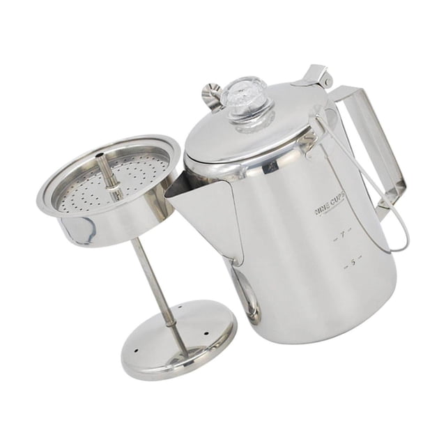 Stainless Steel 9 Cups Percolator Coffee 9 Filter Stainless Steel Cups Percolator Portable Maker for Outdoor Camping