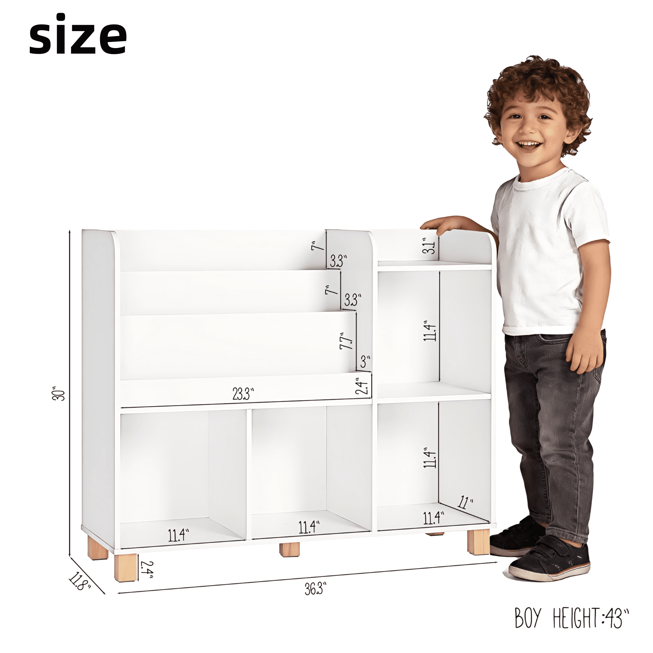 STAROUS Kids Bookshelf and Toy Storage Organizer, Tall Cube Bookcase for Playroom & Nursery, White