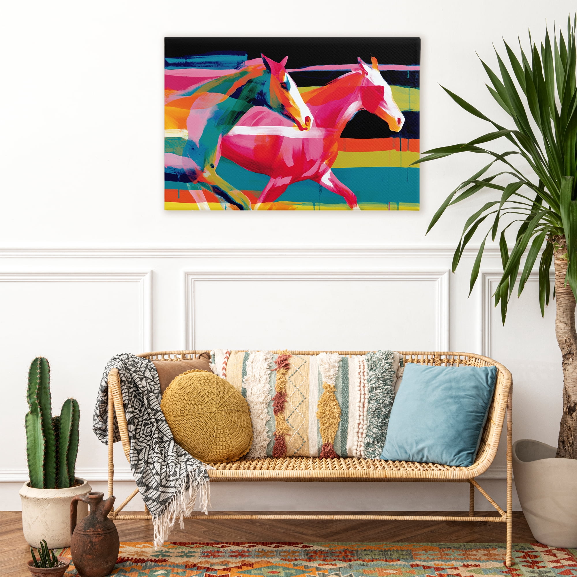 Stupell Industries Wild Horses Running Through Stripes Canvas Wall Art, design by Chromatic Storm Studio