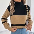 thumbnail image 5 of Daiosportswear Women's Turtleneck Sweater Fall Winter Chunky Knitted Pullover High Low Hem Trendy Basic Jumper Top Khaki, 5 of 8