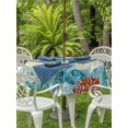 thumbnail image 2 of Outdoor Tablecloth with Umbrella Hole and Zipper, Sea Seahorse Coastal Round Table Cloth 60 Inch Waterproof Tablecloth, Nautical Summer Coral Ocean Vintage Picnic Table Cover for Patio Camping, 2 of 7