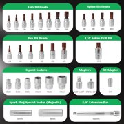 3/8 Drive Click Torque Wrench Set, 5-60 N.m, 32PCS Professional Torque Tool Kit with Extension Bar, Adapter, Bits & Portable Case for Bicycle, Motorcycle, Car Maintenance