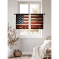 thumbnail image 3 of Vintage American Flag Sheer Curtains 45 Inch Length 2 Panels Set Window Treatments, Country Stars Stripes Wood US Flag Rod Pocket Semi Curtains for Living Room/Bedroom/Kitchen Décor, 104"W x 45"L, 3 of 7