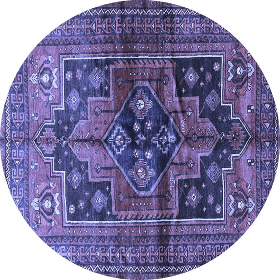 Ahgly Company Indoor Round Persian Blue Traditional Area Rugs, 8' Round