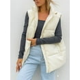 thumbnail image 6 of Arvbitana Women's Autumn Sleeveless Quilted Vest Solid Color Lightweight Zip Up Stand Collar Winter Jacket Waistcoat Open Front Pullover Loose Coat With Pocket, 6 of 9