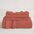 thumbnail image 3 of D.N.G. BEDDINGS Luxurious 3 Piece Double Ruffle Duvet Cover With Zipper Closure, 100% Egyptian Cotton, 800 Thread Cotton Full/Queen Size Brick Red Solid, 3 of 6