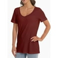 thumbnail image 5 of Women's Lightweight Short Sleeve V-Neck T-Shirt - Loose Fit Casual Summer Top, 5 of 6