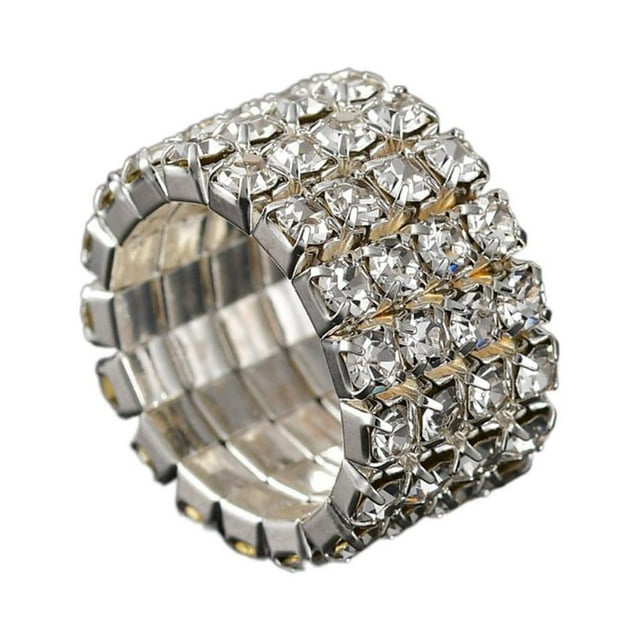 Anillo de amistad Minnieouse Diamantes brillantes Compromiso único Anillo de promesa de boda plata 4 filas Type3 NO3