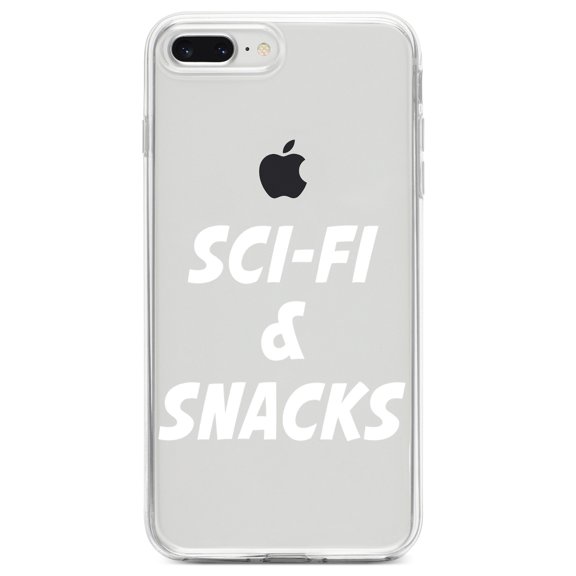 DistinctInk Clear Shockproof Hybrid Case for iPhone 7 PLUS / 8 PLUS (5.5" Screen) TPU Bumper Acrylic Back Tempered Glass Screen Protector - Sci-Fi & Snacks