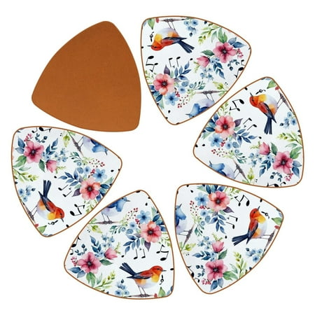 

YZUOUZY Home Decor Dining Table Decor 6PCS Triangle Cool Coasters Watercolor Flowers Jungle