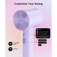thumbnail image 5 of Negative Ionic Hair Dryer with 110,000 RPM Motor - High-Speed Lightweight Blow Dryer for Travel & Home Use, Fast Drying Low Noise Hair Drier with Nozzle & Diffuser, Purple, 5 of 8