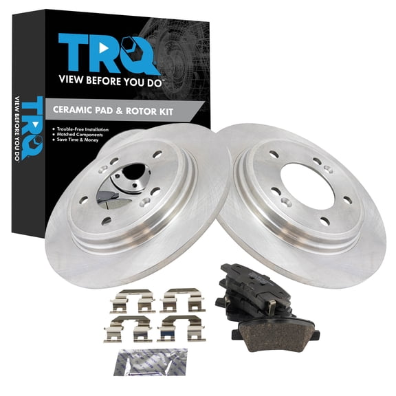 TRQ Rear Brake Pad & Rotor Kit Ceramic Fits 2019-2021 Hyundai Veloster 2020-2022 Kia Forte