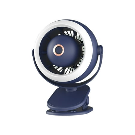 

Fan with Light Clip Turbo Fan Three-speed Adjustment Rotation USB Rechargeable Portable Silent Small Fan Round Clip Desktop Small Fan