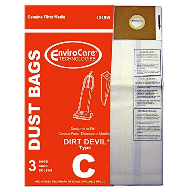 EnviroCare Replacement Vacuum Cleaner Dust Bags made to fit Dirt Devil Type C Uprights 3 pack