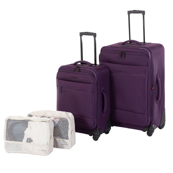 Ensemble de valises souples de 4 pièces Jetstream: Duo de bagages 20" et 25" avec 2 cubes de rangement