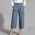 thumbnail image 6 of MYAOYINo Boundaries Office Chic High Waisted Cropped Cargo Pants Women Pleated Wide Leg Polished Trousers, 6 of 8