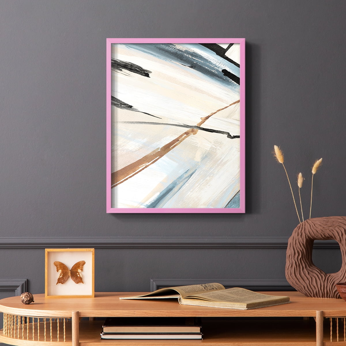 Dancing Wind Revisit II Framed Print in Pink Solid Wood Framed Print No Nail Hanging